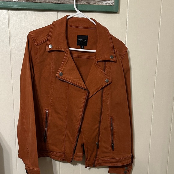 Liverpool Jackets & Blazers - Liverpool Rust Orange Moto Jean Jacket